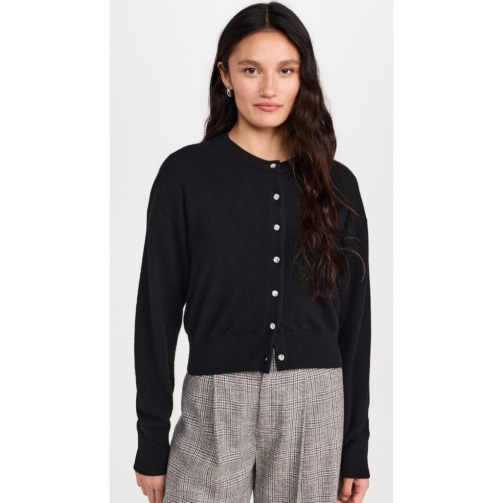 White and Warren Cashmere Jewel-Button Cardigan Sweater